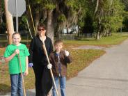 Family and Friends Gathered Around for the Town Clean Up