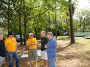 Family and Friends Gathered Around for the Town Clean Up