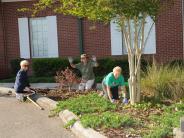 Family and Friends Gathered Around for the Town Clean Up