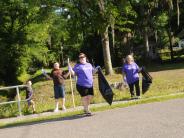 Family and Friends Gathered Around for the Town Clean Up