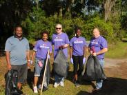 Family and Friends Gathered Around for the Town Clean Up