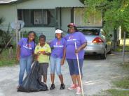 Family and Friends Gathered Around for the Town Clean Up