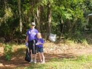 Family and Friends Gathered Around for the Town Clean Up