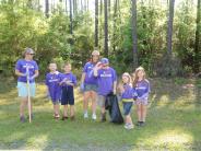 Family and Friends Gathered Around for the Town Clean Up