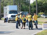 Family and Friends Gathered Around for the Town Clean Up