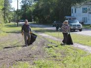 Family and Friends Gathered Around for the Town Clean Up