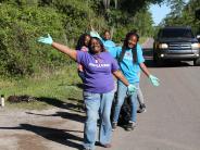 Family and Friends Gathered Around for the Town Clean Up