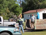 Family and Friends Gathered Around for the Town Clean Up