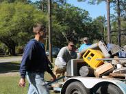 Family and Friends Gathered Around for the Town Clean Up