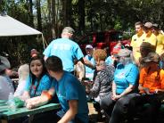 Family and Friends Gathered Around for the Town Clean Up