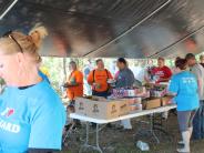 Family and Friends Gathered Around for the Town Clean Up